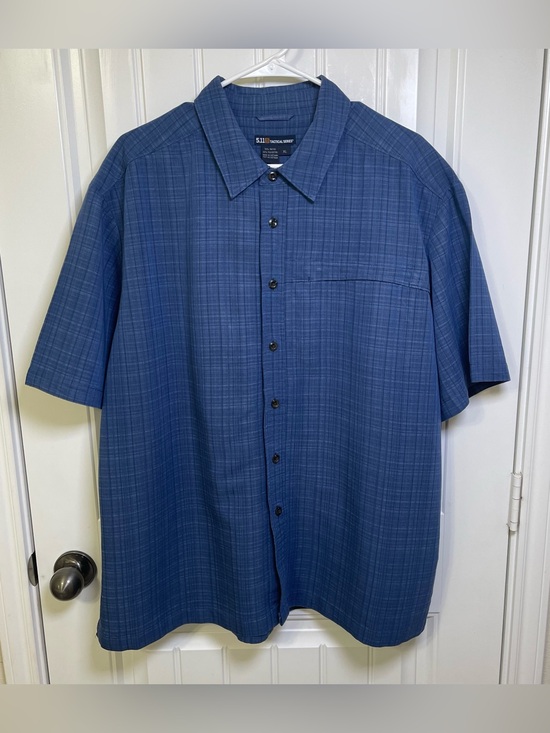5.11 Tactical Other - 5.11 Tactical Men's XL Short-Sleeve Button-Up Shirt Blue Crosshatch Pattern